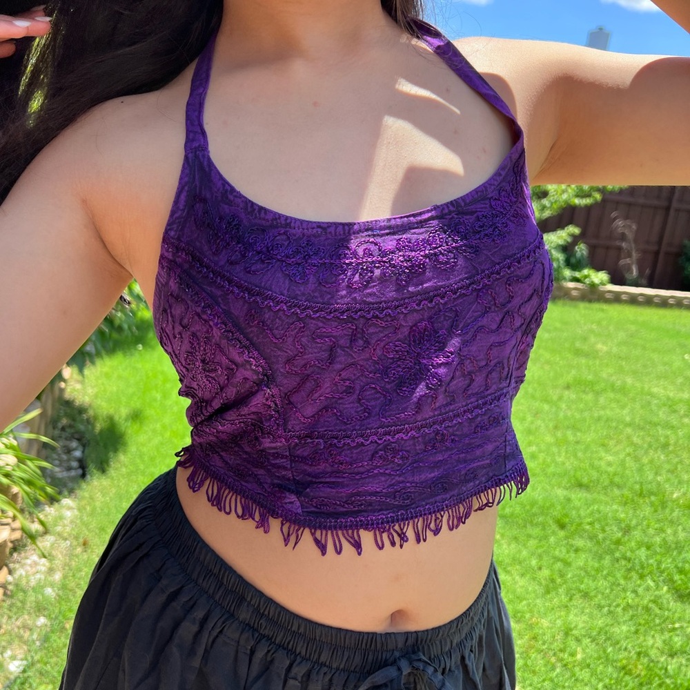 Open Back Halter Crop Top - Picture 2 of 12